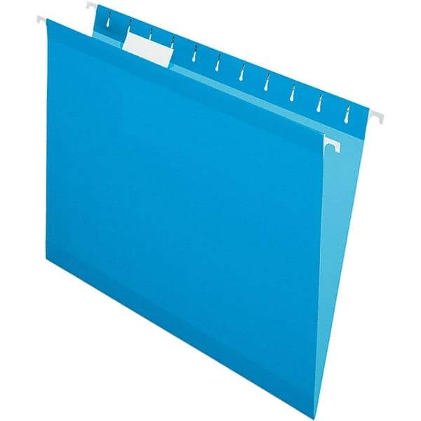 Pendaflex - 8-1/2 x 11", Letter Size, Blue, Hanging File Folder - 11 Point Stock, 1/5 Tab Cut Location - USA Tool & Supply