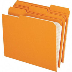 Pendaflex - 9-1/2 x 11-5/8", Letter Size, Orange, File Folders with Top Tab - 11 Point Stock, Assorted Tab Cut Location - USA Tool & Supply