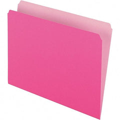 Pendaflex - 9-1/2 x 11-5/8", Letter Size, Pink, File Folders with Top Tab - 11 Point Stock, Straight Tab Cut Location - USA Tool & Supply