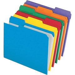 Pendaflex - 9-1/2 x 11-5/8", Letter Size, Assorted Colors, File Folders with Top Tab - 11 Point Stock, Assorted Tab Cut Location - USA Tool & Supply