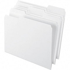 Pendaflex - 9-1/2 x 11-5/8", Letter Size, White, File Folders with Top Tab - 11 Point Stock, Assorted Tab Cut Location - USA Tool & Supply