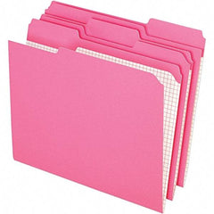 Pendaflex - 10 x 12", Letter Size, Pink, File Folders with Top Tab - 11 Point Stock, Assorted Tab Cut Location - USA Tool & Supply