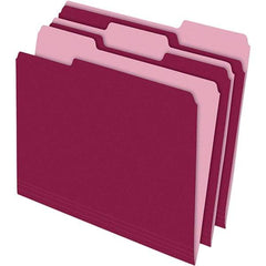 Pendaflex - 11-5/8 x 9-3/16", Letter Size, Burgundy, File Folders with Top Tab - 11 Point Stock, Assorted Tab Cut Location - USA Tool & Supply