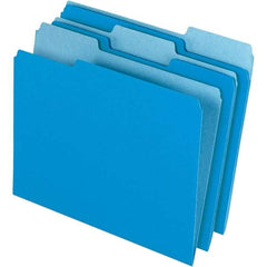 Pendaflex - 11-5/8 x 9-3/16", Letter Size, Blue, File Folders with Top Tab - 11 Point Stock, Assorted Tab Cut Location - USA Tool & Supply