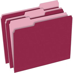 Pendaflex - 9-1/2 x 11-5/8", Letter Size, Burgundy, File Folders with Top Tab - 11 Point Stock, Assorted Tab Cut Location - USA Tool & Supply