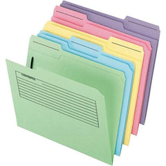 Pendaflex - 11-5/8 x 9-1/2", Letter Size, Assorted Colors, File Folders with Top Tab - 11 Point Stock, Assorted Tab Cut Location - USA Tool & Supply