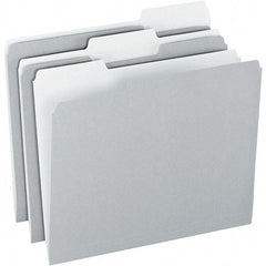 Pendaflex - 9-1/2 x 11-5/8", Letter Size, Gray/Light Gray, File Folders with Top Tab - 11 Point Stock, Assorted Tab Cut Location - USA Tool & Supply