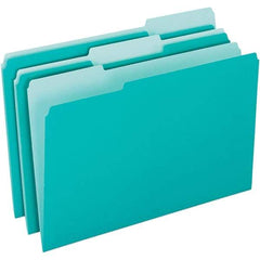 Pendaflex - 11-5/8 x 9-3/16", Letter Size, Aqua, File Folders with Top Tab - 11 Point Stock, Assorted Tab Cut Location - USA Tool & Supply