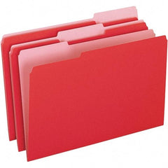 Pendaflex - 9-1/2 x 14-5/8", Legal, Red/Light Red, File Folders with Top Tab - 11 Point Stock, Assorted Tab Cut Location - USA Tool & Supply