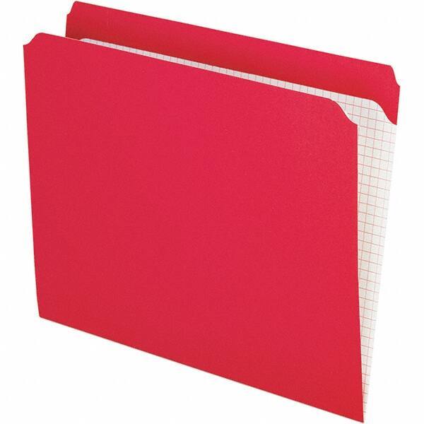 Pendaflex - 9-1/2 x 11-5/8", Letter Size, Red, File Folders with Top Tab - 11 Point Stock, Straight Tab Cut Location - USA Tool & Supply