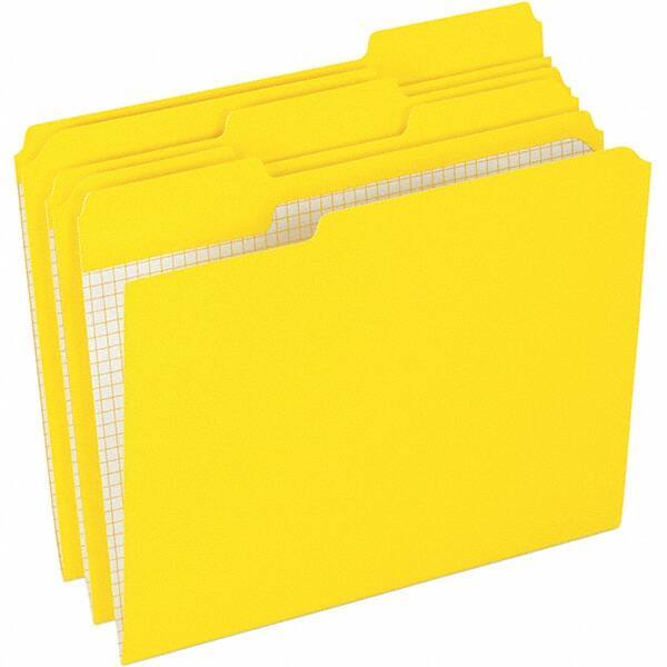 Pendaflex - 9-1/2 x 11-5/8", Letter Size, Yellow, File Folders with Top Tab - 11 Point Stock, Assorted Tab Cut Location - USA Tool & Supply