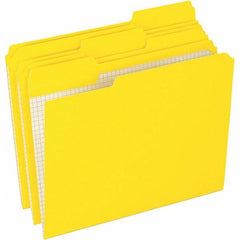 Pendaflex - 9-1/2 x 11-5/8", Letter Size, Yellow, File Folders with Top Tab - 11 Point Stock, Assorted Tab Cut Location - USA Tool & Supply