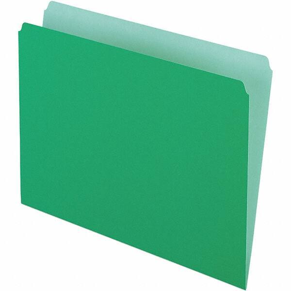 Pendaflex - 9-1/2 x 11-5/8", Letter Size, Green/Light Green, File Folders with Top Tab - 11 Point Stock, Straight Tab Cut Location - USA Tool & Supply