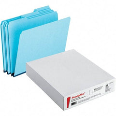 Pendaflex - 11-3/4 x 9-1/2", Letter Size, Blue, File Folders with Top Tab - Assorted Tab Cut Location - USA Tool & Supply