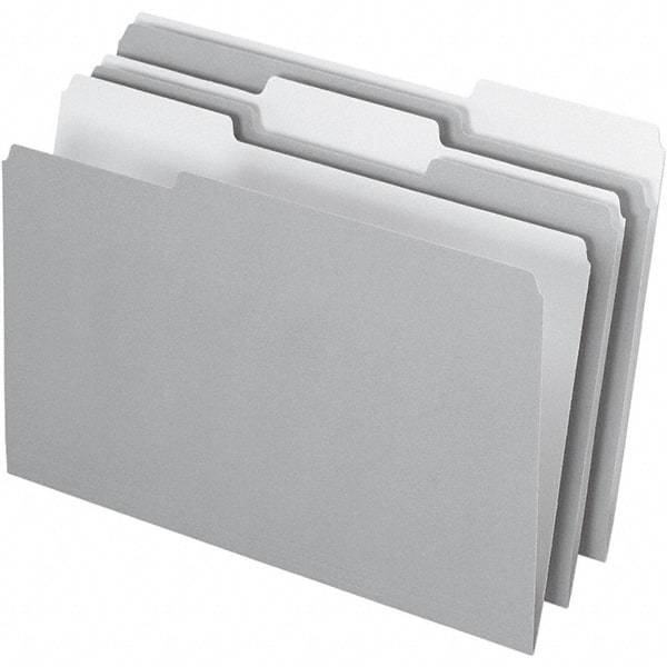 Pendaflex - 14-5/8 x 9-3/16", Legal, Gray, File Folders with Top Tab - 11 Point Stock, Assorted Tab Cut Location - USA Tool & Supply