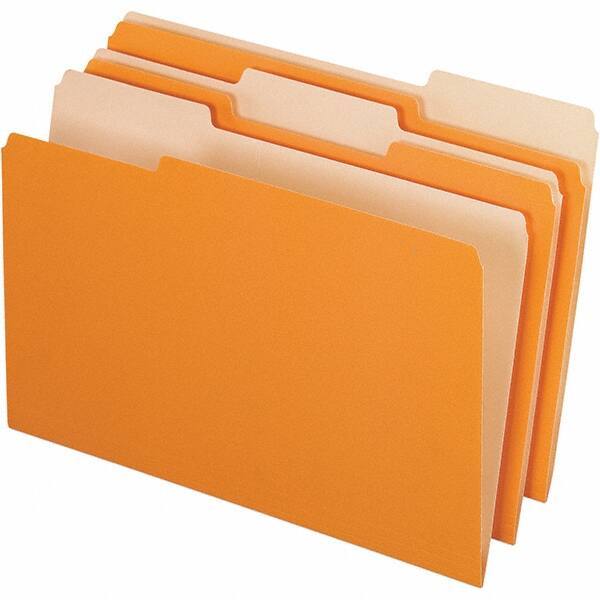 Pendaflex - 9-1/2 x 14-5/8", Legal, Orange/Light Orange, File Folders with Top Tab - 11 Point Stock, Assorted Tab Cut Location - USA Tool & Supply