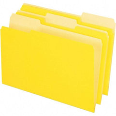 Pendaflex - 9-1/2 x 14-5/8", Legal, Yellow, File Folders with Top Tab - 11 Point Stock, Assorted Tab Cut Location - USA Tool & Supply