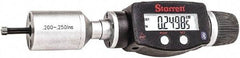 Starrett - 0.2" to 0.25", IP67, Carbide Face Electronic Inside Micrometer - 0.00005" Resolution, 0.00015" Accuracy, 3/4" Gage Depth - USA Tool & Supply