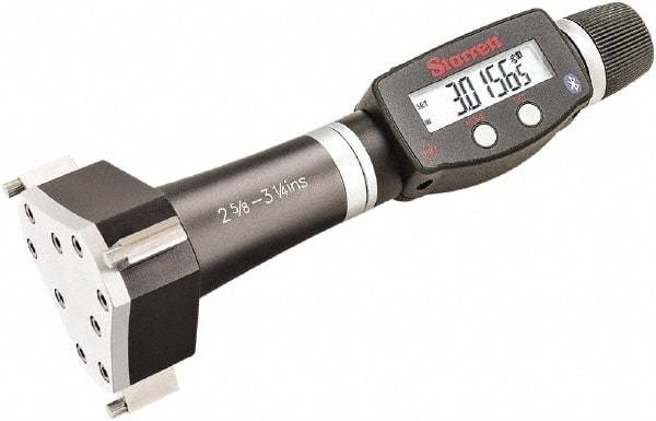 Starrett - 2-5/8" to 3-1/4", IP67, Carbide Face Electronic Inside Micrometer - 0.00005" Resolution, 0.0002" Accuracy, 3-1/16" Gage Depth - USA Tool & Supply