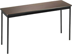 Barricks - 18" Long x 60" Wide x 30" High Stationary Rectangular Utility Tables - 3/4" Thick, Walnut & Black, Wood Grain Laminate/Steel - USA Tool & Supply