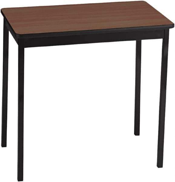 Barricks - 18" Long x 30" Wide x 30" High Stationary Rectangular Utility Tables - 3/4" Thick, Walnut & Black, Wood Grain Laminate/Steel - USA Tool & Supply