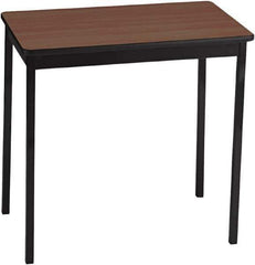 Barricks - 18" Long x 30" Wide x 30" High Stationary Rectangular Utility Tables - 3/4" Thick, Walnut & Black, Wood Grain Laminate/Steel - USA Tool & Supply