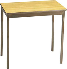 Barricks - 18" Long x 30" Wide x 30" High Stationary Rectangular Utility Tables - 3/4" Thick, Oak & Brown, Wood Grain Laminate/Steel - USA Tool & Supply