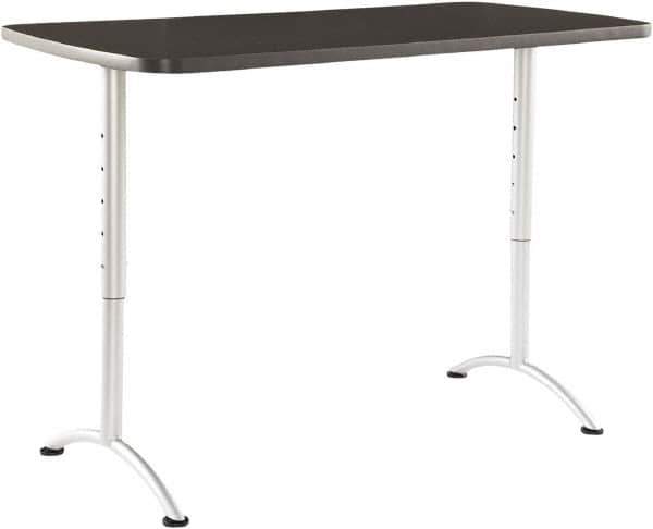 ICEBERG - 60" Long x 30" Wide x 42" High Stationary Rectangular Conference Table - 1-1/8" Thick, Graphite (Color), Melamine/Laminate/Steel - USA Tool & Supply