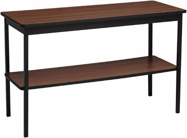 Barricks - 18" Long x 48" Wide x 30" High Stationary Rectangular Utility Tables - 3/4" Thick, Walnut & Black, Wood Grain Laminate/Steel - USA Tool & Supply