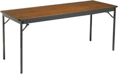 Barricks - 24" Long x 72" Wide x 30" High, Folding Table - Walnut & Black - USA Tool & Supply