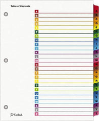 Cardinal - 11 x 8 1/2" 26 Tabs, 3-Hole Punched, Index Tab - Multi-Color Tabs, Multi-Color Folder - USA Tool & Supply