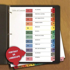 Universal One - 11 x 8 1/2" 8 Tabs, 3-Hole Punched, Tab Divider - Multicolor Tabs, White Folder - USA Tool & Supply