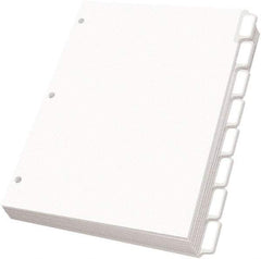 OXFORD - 11 x 8 1/2" 5 Tabs, 3-Hole Punched, Self-Stick Tab - White - USA Tool & Supply