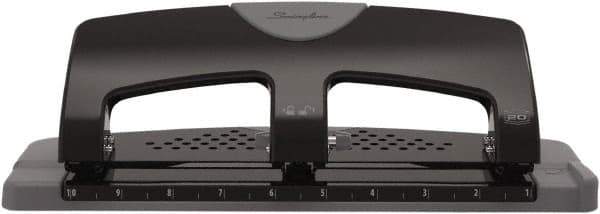 Swingline - Paper Punches Type: 20 Sheet Three-Hole Punch Color: Black/Gray - USA Tool & Supply