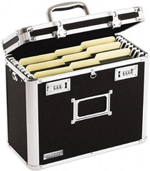 Vaultz - 1 Compartment, 13-3/4" Wide x 12-1/4" High x 7-1/4" Deep, Portable Storage Box - Aluminum, Chrome, PVC & Rubber, Black - USA Tool & Supply