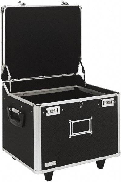 Vaultz - 1 Compartment, 15-1/4" Wide x 11-1/2" High x 12-1/4" Deep, Portable Storage Box - Aluminum, Chrome & PVC, Black - USA Tool & Supply