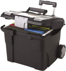 Storex - 1 Compartment, 15" Wide x 30" High x 16.38" Deep, Portable Storage Box - Metal & Plastic, Black - USA Tool & Supply