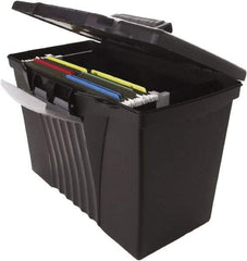 Storex - 1 Compartment, 14-1/2" Wide x 12" High x 10-1/2" Deep, File Storage Boxes - Plastic, Black - USA Tool & Supply