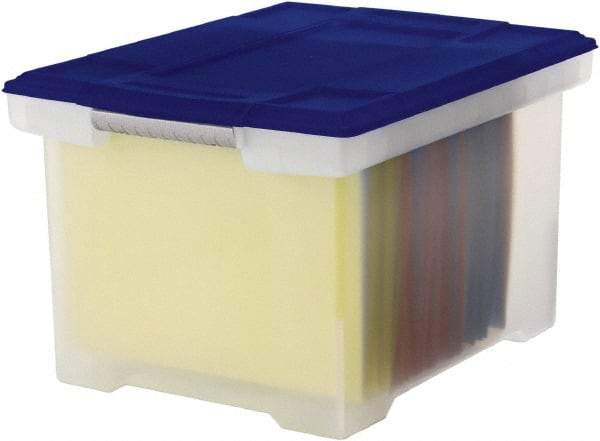 Storex - 1 Compartment, 18-1/2" Wide x 10-7/8" High x 14-1/4" Deep, Portable Storage Box - Plastic, Clear/Blue - USA Tool & Supply