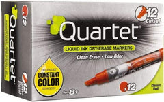 Quartet - Red, Chisel Tip, Dozen EnduraGlide Dry Erase Markers - For Use with Dry Erase Marker Boards - USA Tool & Supply