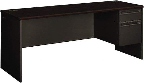Hon - 72" Long x 29-1/2" High x 24" Deep, 2 Drawer Credenza - Mahogany/Charcoal (Color), Steel-Reinforced High-Pressure Laminate/Metal - USA Tool & Supply