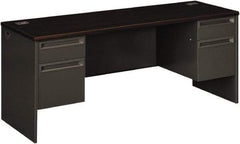 Hon - 72" Long x 29-1/2" High x 24" Deep, 4 Drawer Kneespace Credenza - Mahogany/Charcoal (Color), Metal - USA Tool & Supply