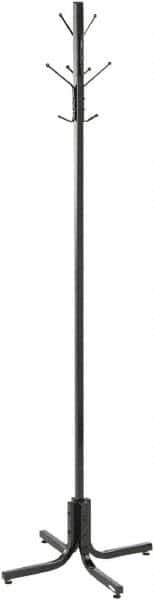 Safco - 4 Hooks, 21" Long x 21" Deep, Metal Floor Costumer - 70" High - USA Tool & Supply