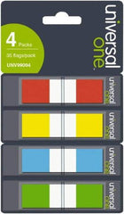 Universal One - Self-Stick Page Flags Style: Flag Color: Orange; Red; Blue; Yellow; Green - USA Tool & Supply