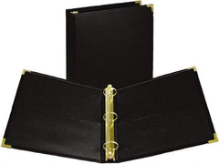 Samsill - 350 Sheet Capacity, 11 x 8-1/2", Non-View Ring Binder - Vinyl, Black - USA Tool & Supply