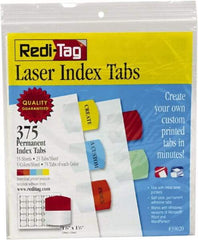 Redi-Tag - 1-1/8 x 1-1/4" 5 Tabs, Self-Adhesive, Self-Adhesive File Folder Tabs - Red, Blue, Mint, Orange, Yellow - USA Tool & Supply