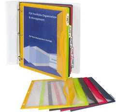 C-LINE - 9-11/16 x 11-3/16" 5 Tabs, 3-Hole Punched, Binder Pockets Divider - Multicolor Tabs, Amber/Orange, Charcoal Gray, Lime Green, Raspberry, Steel Blue Folder - USA Tool & Supply