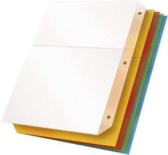 Cardinal - 11 x 8 1/2" 5 Tabs, 3-Hole Punched, Binder Pockets Divider - Multicolor Tabs, Blue, Clear, Green, Orange, Yellow Folder - USA Tool & Supply