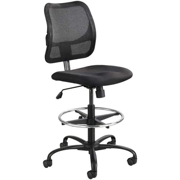 Safco - 23 to 33" High Extended Height Chair - 25" Wide x 25" Deep, 100% Polyester Seat, Black - USA Tool & Supply