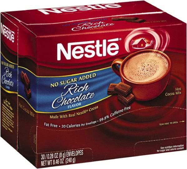 Nestle - No-Sugar-Added Hot Cocoa Mix Envelopes, Rich Chocolate, 0.28 oz Packet, 30/Box - USA Tool & Supply